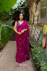 Queen Magenta Georgette Saree